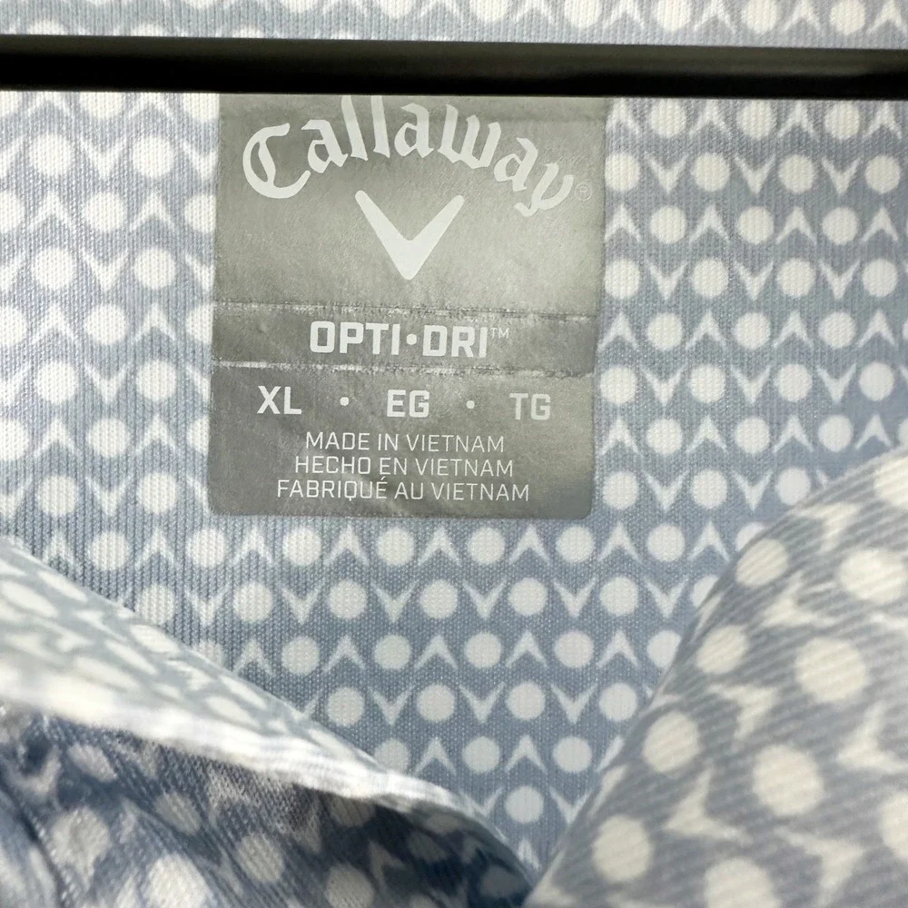 Callaway Pti-Dri Golf Polo Collared Casual Shirt Top Blue‎ White Extra Large